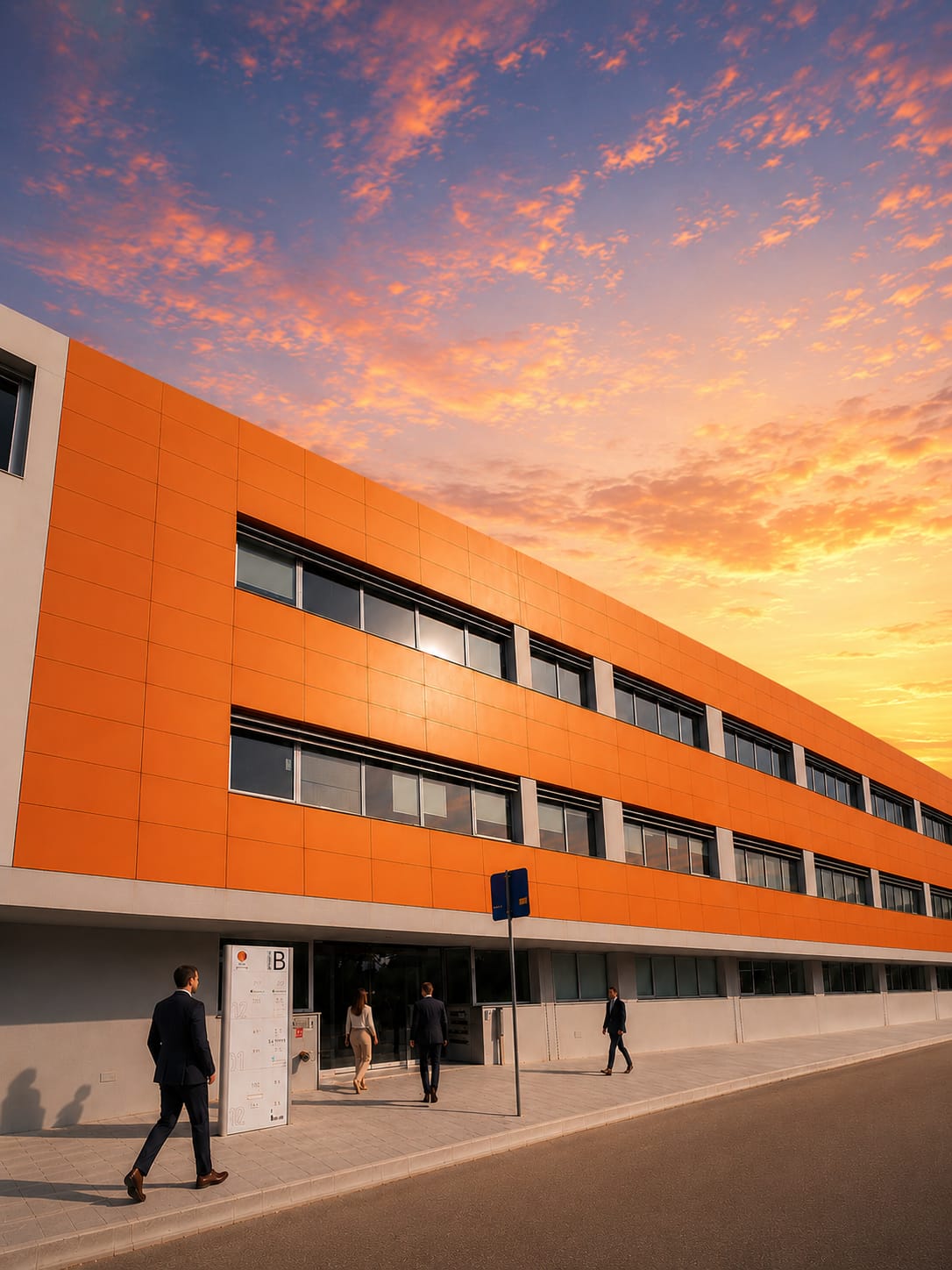 Fachada laranja do Edifício Orange em Porto Salvo