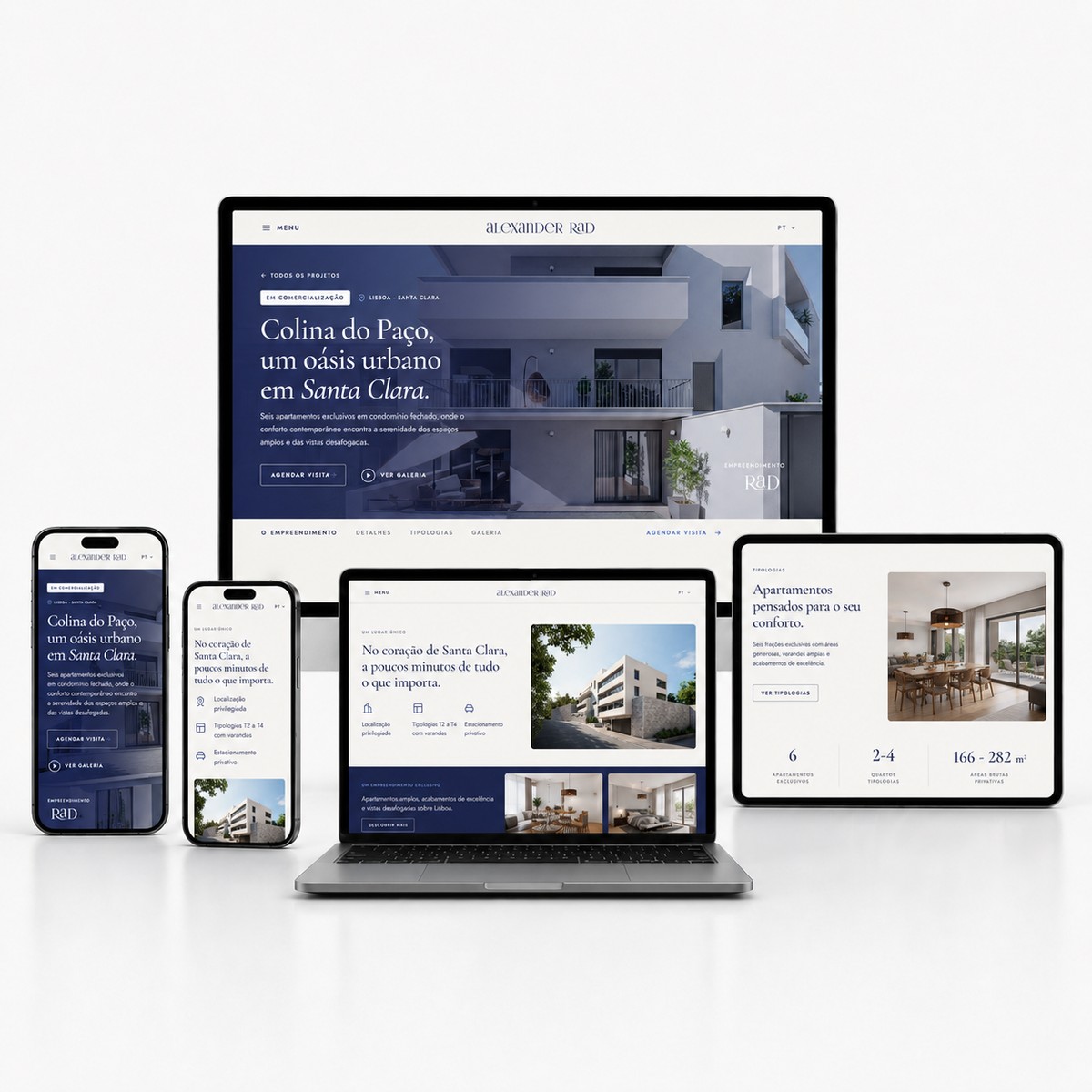 O site do empreendimento Colina do Paço em vários dispositivos